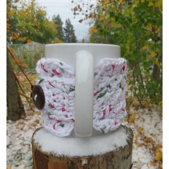 Crocheted Cup Cozy Handmade Coffee Mug or Tea Warmer - Picture 3 of 5